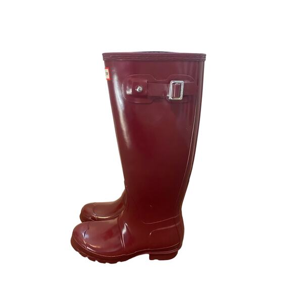Hunter Women's Original Tall Gloss Rain Boot Size 5 Damson Violet Magenta - Picture 3 of 6